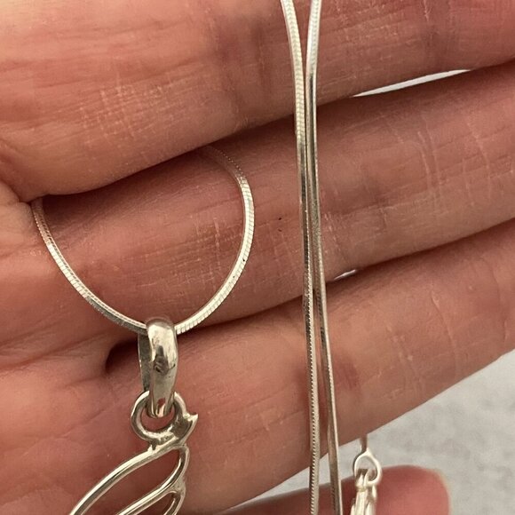 Artisan Crafted Red Coral Abstract Sterling Silver Pendant Necklace with Chain - Picture 7 of 9